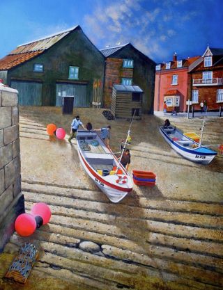 Painting of the slipway at Sheringham