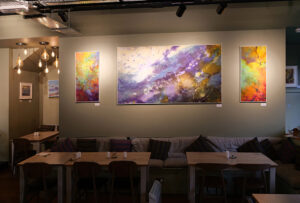 Some of my paintings at the exhibition at the Purfleet Brasserie, King’s Lynn, Norfolk, UK, 2023